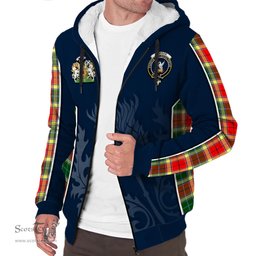 ScotsTee Shop Scottish Gibsone (Gibson-Gibbs) Clan Scottish Crest and Scottish Thistle Sport Tartan Sherpa Hoodie