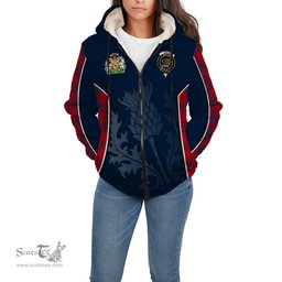 ScotsTee Shop Scottish Leslie Modern Clan Scottish Crest and Scottish Thistle Sport Tartan Sherpa Hoodie