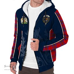 ScotsTee Shop Scottish Leslie Modern Clan Scottish Crest and Scottish Thistle Sport Tartan Sherpa Hoodie