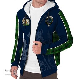 ScotsTee Shop Scottish MacArthur Clan Scottish Crest and Scottish Thistle Sport Tartan Sherpa Hoodie