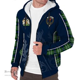 ScotsTee Shop Scottish Learmonth Clan Scottish Crest and Scottish Thistle Sport Tartan Sherpa Hoodie