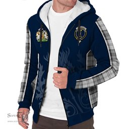 ScotsTee Shop Scottish Glendinning Clan Scottish Crest and Scottish Thistle Sport Tartan Sherpa Hoodie