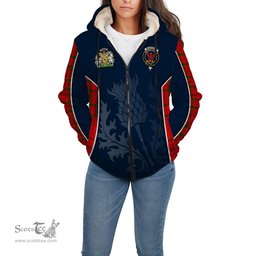 ScotsTee Shop Scottish MacDonell of Keppoch Modern Clan Scottish Crest and Scottish Thistle Sport Tartan Sherpa Hoodie