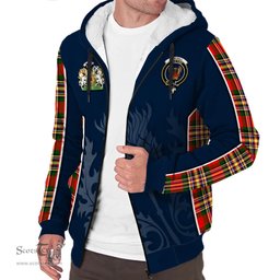ScotsTee Shop Scottish MacGill Modern Clan Scottish Crest and Scottish Thistle Sport Tartan Sherpa Hoodie