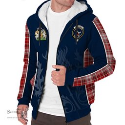 ScotsTee Shop Scottish MacDougall Dress Clan Scottish Crest and Scottish Thistle Sport Tartan Sherpa Hoodie
