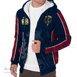ScotsTee Shop Scottish Hamilton Clan Scottish Crest and Scottish Thistle Sport Tartan Sherpa Hoodie
