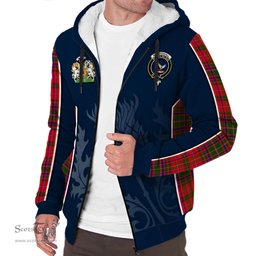 ScotsTee Shop Scottish MacDougall Modern Clan Scottish Crest and Scottish Thistle Sport Tartan Sherpa Hoodie