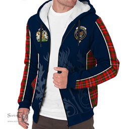 ScotsTee Shop Scottish MacKinnon Modern Clan Scottish Crest and Scottish Thistle Sport Tartan Sherpa Hoodie