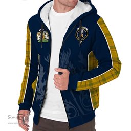 ScotsTee Shop Scottish Houston Clan Scottish Crest and Scottish Thistle Sport Tartan Sherpa Hoodie