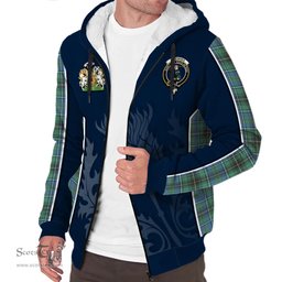 ScotsTee Shop Scottish MacInnes Ancient Clan Scottish Crest and Scottish Thistle Sport Tartan Sherpa Hoodie