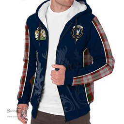ScotsTee Shop Scottish Lindsay Dress Red Clan Scottish Crest and Scottish Thistle Sport Tartan Sherpa Hoodie