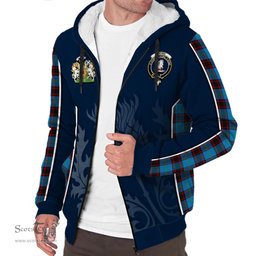 ScotsTee Shop Scottish Home Ancient Clan Scottish Crest and Scottish Thistle Sport Tartan Sherpa Hoodie