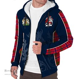 ScotsTee Shop Scottish MacRow Clan Scottish Crest and Scottish Thistle Sport Tartan Sherpa Hoodie