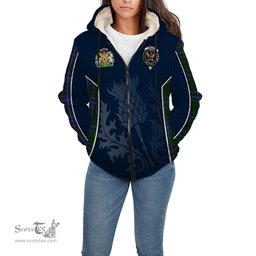 ScotsTee Shop Scottish Wishart Hunting Clan Scottish Crest and Scottish Thistle Sport Tartan Sherpa Hoodie