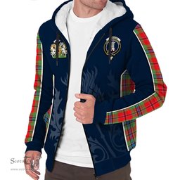 ScotsTee Shop Scottish MacLean of Duart Modern Clan Scottish Crest and Scottish Thistle Sport Tartan Sherpa Hoodie