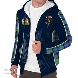 ScotsTee Shop Scottish Sutherland Ancient Clan Scottish Crest and Scottish Thistle Sport Tartan Sherpa Hoodie