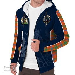 ScotsTee Shop Scottish Ross Ancient Clan Scottish Crest and Scottish Thistle Sport Tartan Sherpa Hoodie