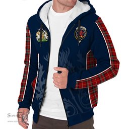 ScotsTee Shop Scottish Stuart of Bute Clan Scottish Crest and Scottish Thistle Sport Tartan Sherpa Hoodie