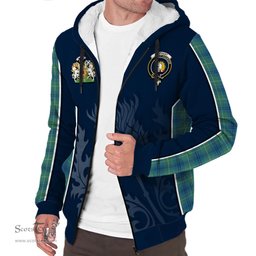 ScotsTee Shop Scottish Oliphant Ancient Clan Scottish Crest and Scottish Thistle Sport Tartan Sherpa Hoodie