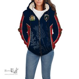 ScotsTee Shop Scottish Ross Modern Clan Scottish Crest and Scottish Thistle Sport Tartan Sherpa Hoodie