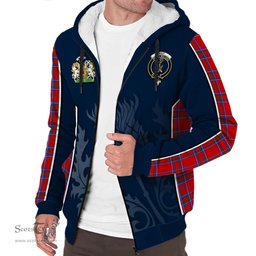 ScotsTee Shop Scottish Rait Clan Scottish Crest and Scottish Thistle Sport Tartan Sherpa Hoodie