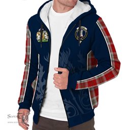 ScotsTee Shop Scottish MacLean of Duart Dress Red Clan Scottish Crest and Scottish Thistle Sport Tartan Sherpa Hoodie