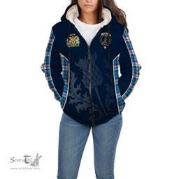 ScotsTee Shop Scottish Roberton Clan Scottish Crest and Scottish Thistle Sport Tartan Sherpa Hoodie