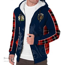 ScotsTee Shop Scottish Majoribanks Clan Scottish Crest and Scottish Thistle Sport Tartan Sherpa Hoodie