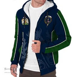 ScotsTee Shop Scottish Mar Tribe Clan Scottish Crest and Scottish Thistle Sport Tartan Sherpa Hoodie