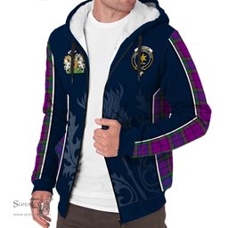 ScotsTee Shop Scottish Wardlaw Modern Clan Scottish Crest and Scottish Thistle Sport Tartan Sherpa Hoodie