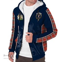 ScotsTee Shop Scottish Robertson Weathered Clan Scottish Crest and Scottish Thistle Sport Tartan Sherpa Hoodie