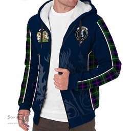 ScotsTee Shop Scottish Malcolm Clan Scottish Crest and Scottish Thistle Sport Tartan Sherpa Hoodie
