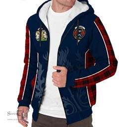 ScotsTee Shop Scottish MacLeod of Raasay Highland Clan Scottish Crest and Scottish Thistle Sport Tartan Sherpa Hoodie