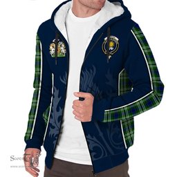 ScotsTee Shop Scottish Purves Clan Scottish Crest and Scottish Thistle Sport Tartan Sherpa Hoodie