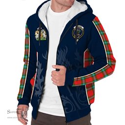 ScotsTee Shop Scottish MacLaine of Loch Buie Clan Scottish Crest and Scottish Thistle Sport Tartan Sherpa Hoodie