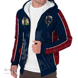 ScotsTee Shop Scottish Rose Clan Scottish Crest and Scottish Thistle Sport Tartan Sherpa Hoodie