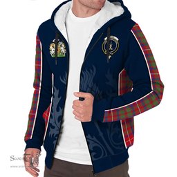 ScotsTee Shop Scottish Shaw Red Modern Clan Scottish Crest and Scottish Thistle Sport Tartan Sherpa Hoodie
