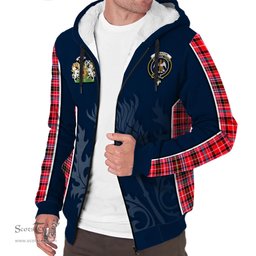 ScotsTee Shop Scottish Straiton Clan Scottish Crest and Scottish Thistle Sport Tartan Sherpa Hoodie