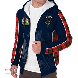 ScotsTee Shop Scottish Nesbitt Modern Clan Scottish Crest and Scottish Thistle Sport Tartan Sherpa Hoodie