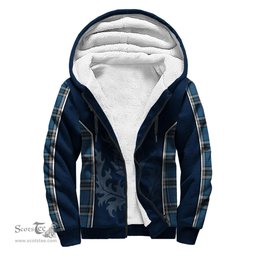 ScotsTee Shop Scottish Thomson Dress Blue Clan Scottish Crest and Scottish Thistle Sport Tartan Sherpa Hoodie