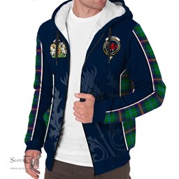 ScotsTee Shop Scottish Young Modern Clan Scottish Crest and Scottish Thistle Sport Tartan Sherpa Hoodie