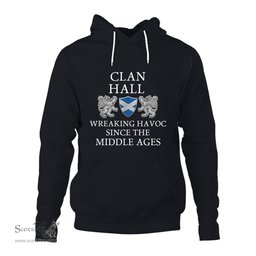 ScotsTee Shop Scottish Hall Wreaking Havoc Since The Middle Ages With Two Rampant Lions Hoodie