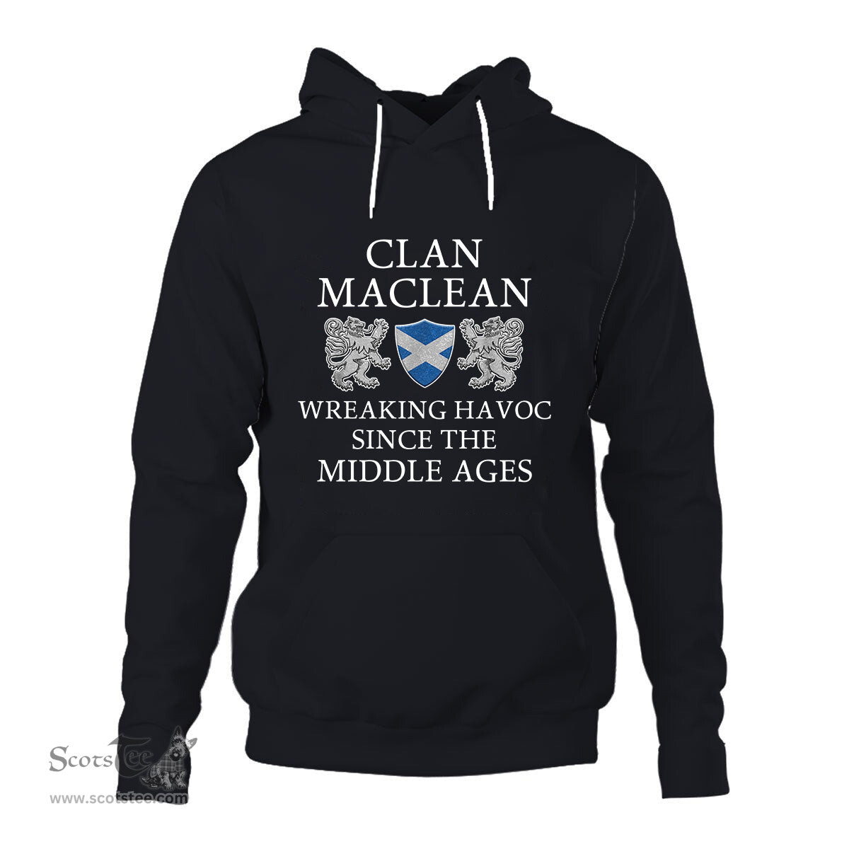 ScotsTee Shop Scottish MacLean Wreaking Havoc Since The Middle Ages With Two Rampant Lions Hoodie
