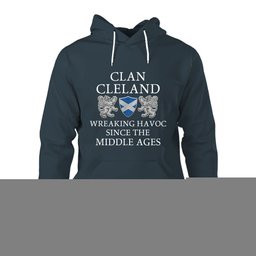 ScotsTee Shop Scottish Cleland Wreaking Havoc Since The Middle Ages With Two Rampant Lions Hoodie