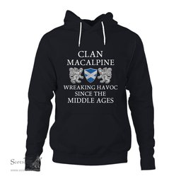 ScotsTee Shop Scottish MacAlpine Wreaking Havoc Since The Middle Ages With Two Rampant Lions Hoodie