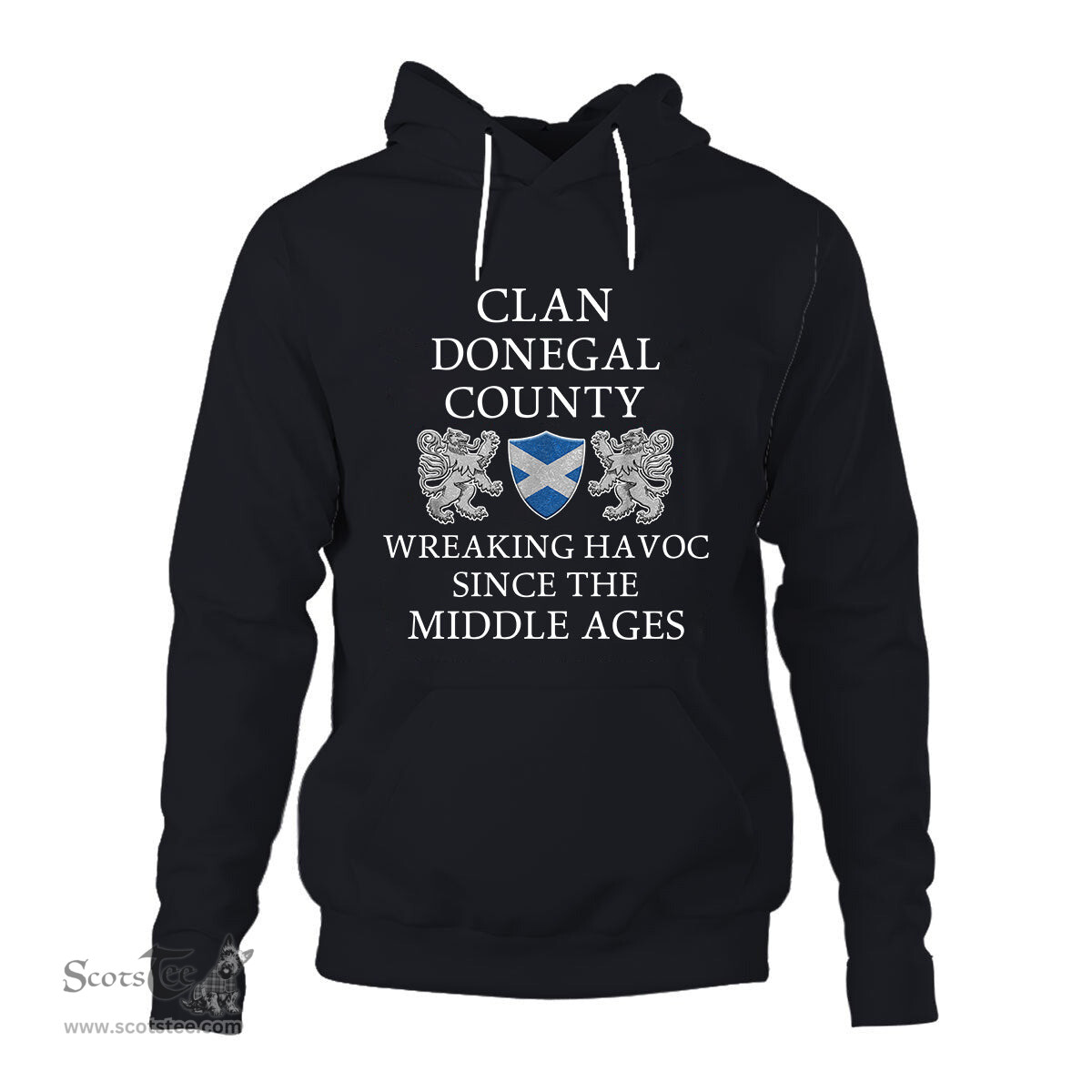 ScotsTee Shop Scottish Donegal County Wreaking Havoc Since The Middle Ages With Two Rampant Lions Hoodie