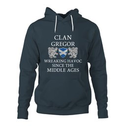 ScotsTee Shop Scottish Gregor Wreaking Havoc Since The Middle Ages With Two Rampant Lions Hoodie