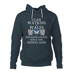 ScotsTee Shop Scottish Watkins of Wales Wreaking Havoc Since The Middle Ages With Two Rampant Lions Hoodie