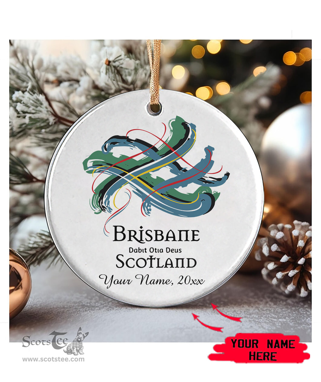 ScotsTee Shop Scottish Brisbane Scottish Tartan Ornament Add Your Text Personalized Ornament