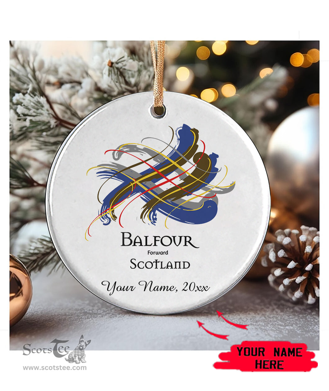 ScotsTee Shop Scottish Balfour Scottish Tartan Ornament Add Your Text Personalized Ornament